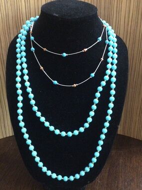 Lot of two necklaces with turquoise colored beads. Excellent shape.